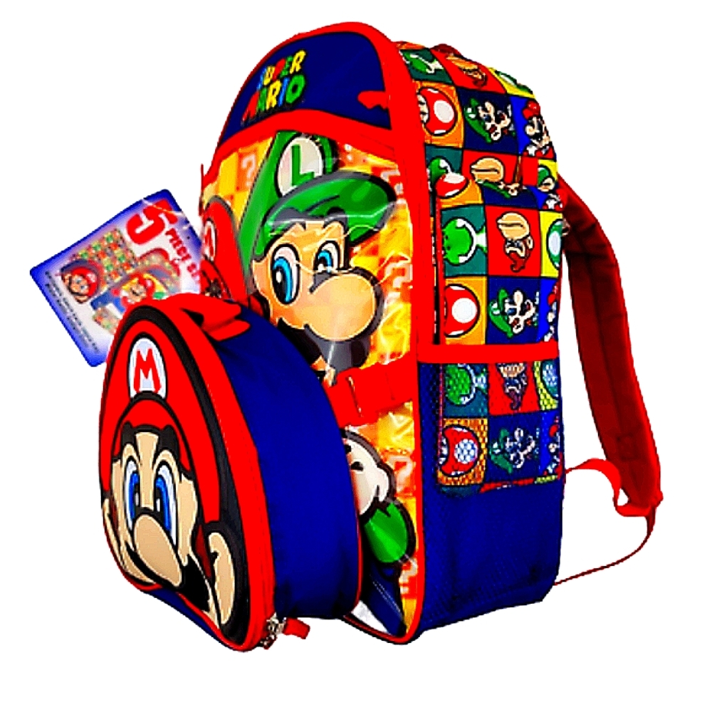 🙀💙❤️💛SUPER MARIO💛❤️💙 BACKPACK 5 Piece Set need for School